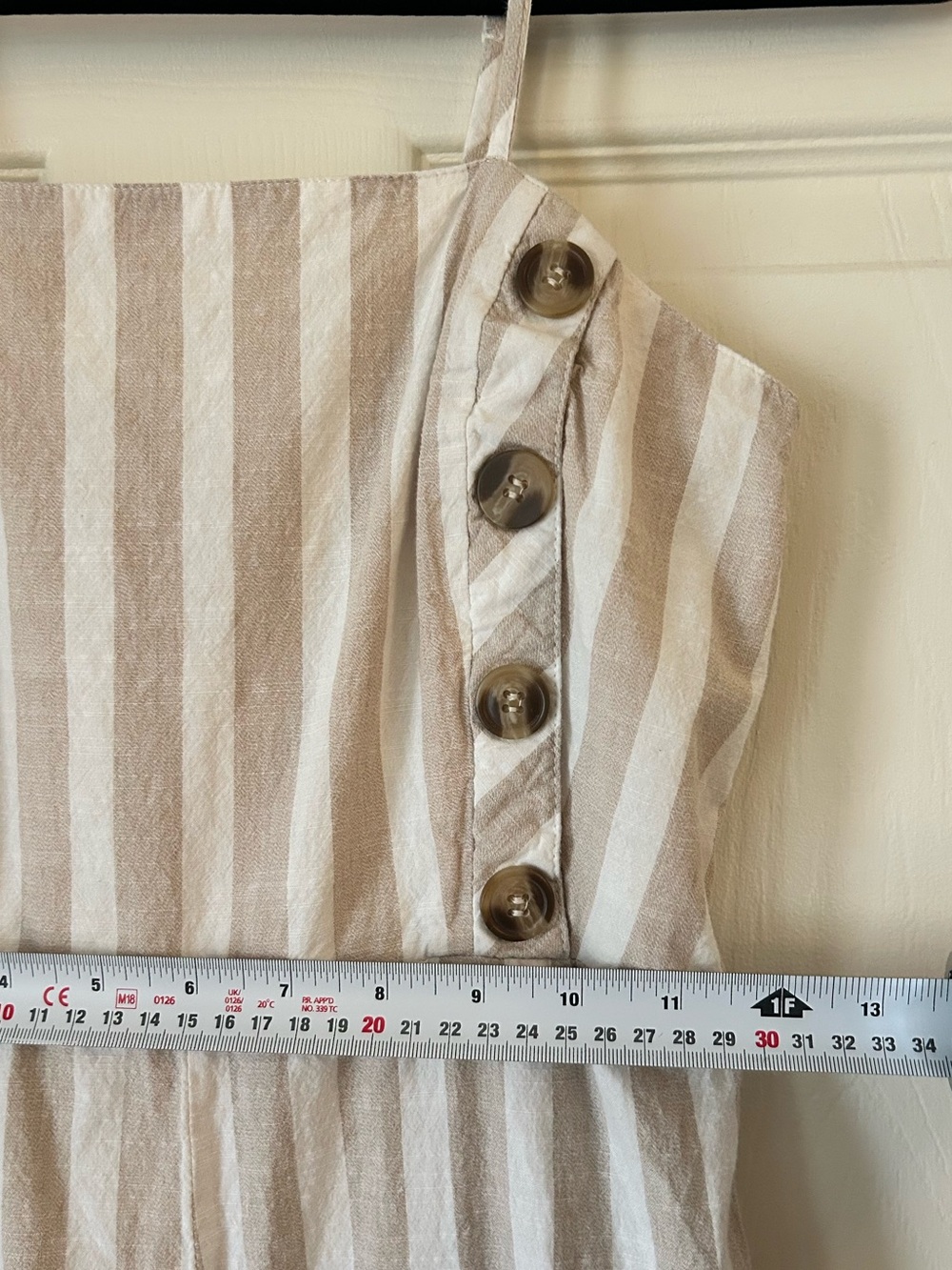 Japna Beige White Striped Linen Blend Wide Leg Jumpsuit - Size Medium - Picture 10 of 13
